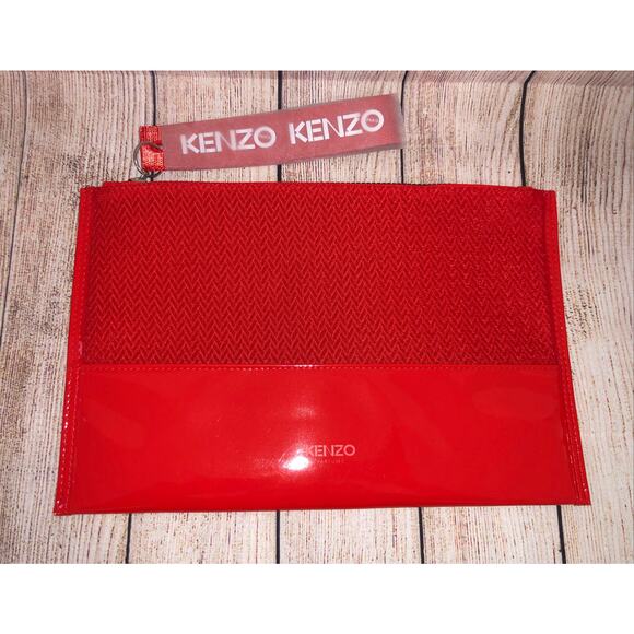 Kenzo Perfumes Red Zippered Cosmetic Pouch Bag Rare New - Picture 1 of 7